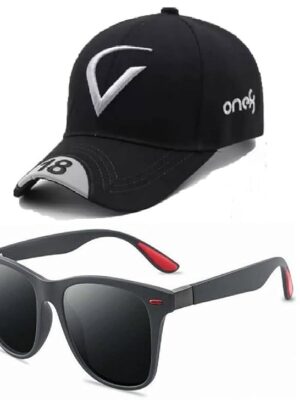 Stylish Cap for Men, Women, Kids Cotton Blend, Summer All Season Sports, Cricket, Gym, Branded, Adjustable Buckle Baseball Cap & 100% UV Protected Unisex Sunglasses