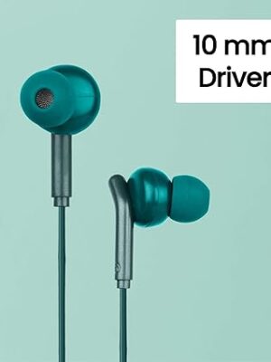 Stylish Bro in Ear Wired Earphones with Mic, 3.5mm Audio Jack, 10mm Drivers, Phone/Tablet Compatible (Green)